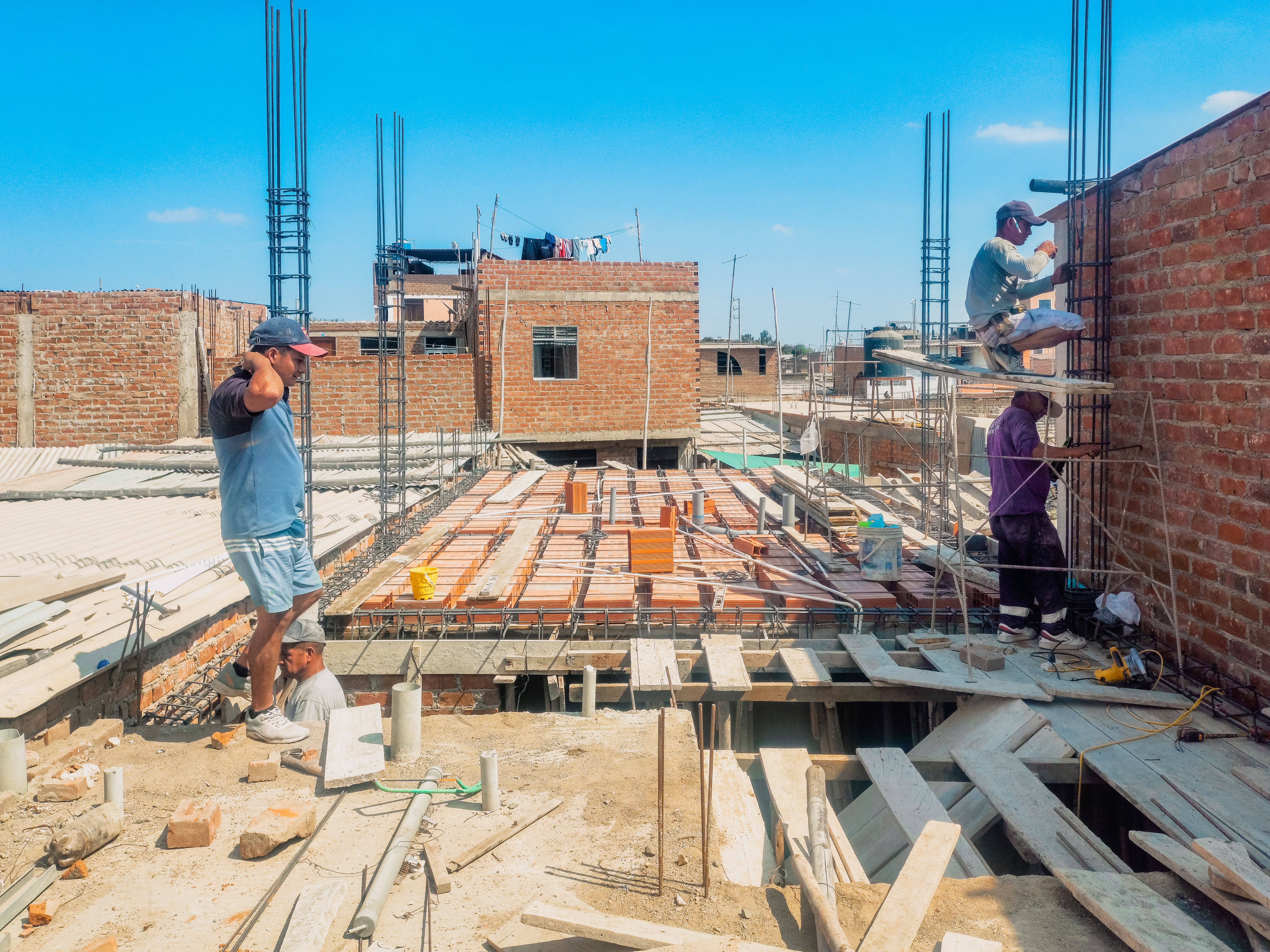 Professional brick masonry work on a building facade