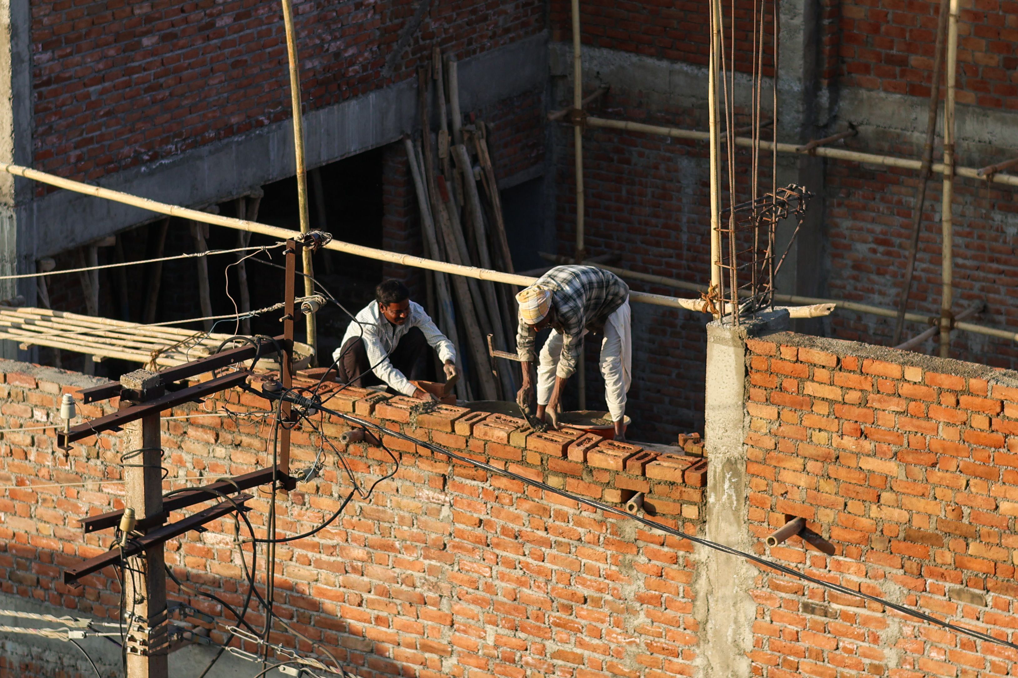 Masonry construction project in progress